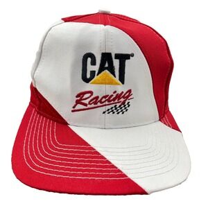 Vintage Caterpillar CAT Racing Hat Cap Snapback Red White Y2K 00s 90s Big Logo